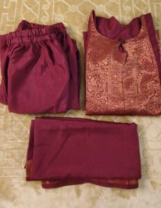 Brick Red Silk Finish Salwar Set