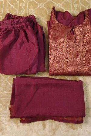 Brick Red Silk Finish Salwar Set