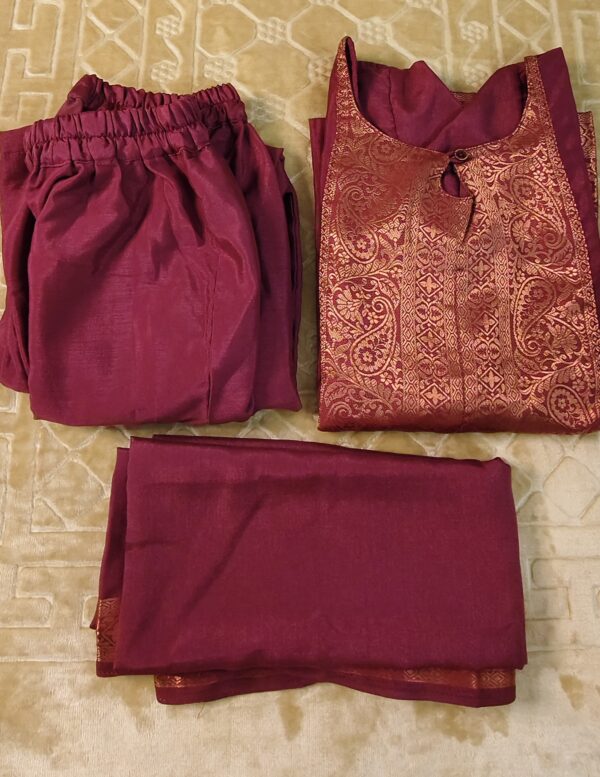 Brick Red Silk Finish Salwar Set