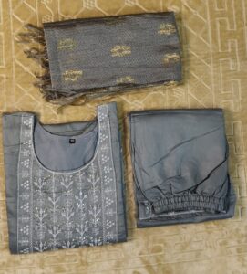 Grey Silk Cotton Salwar Set