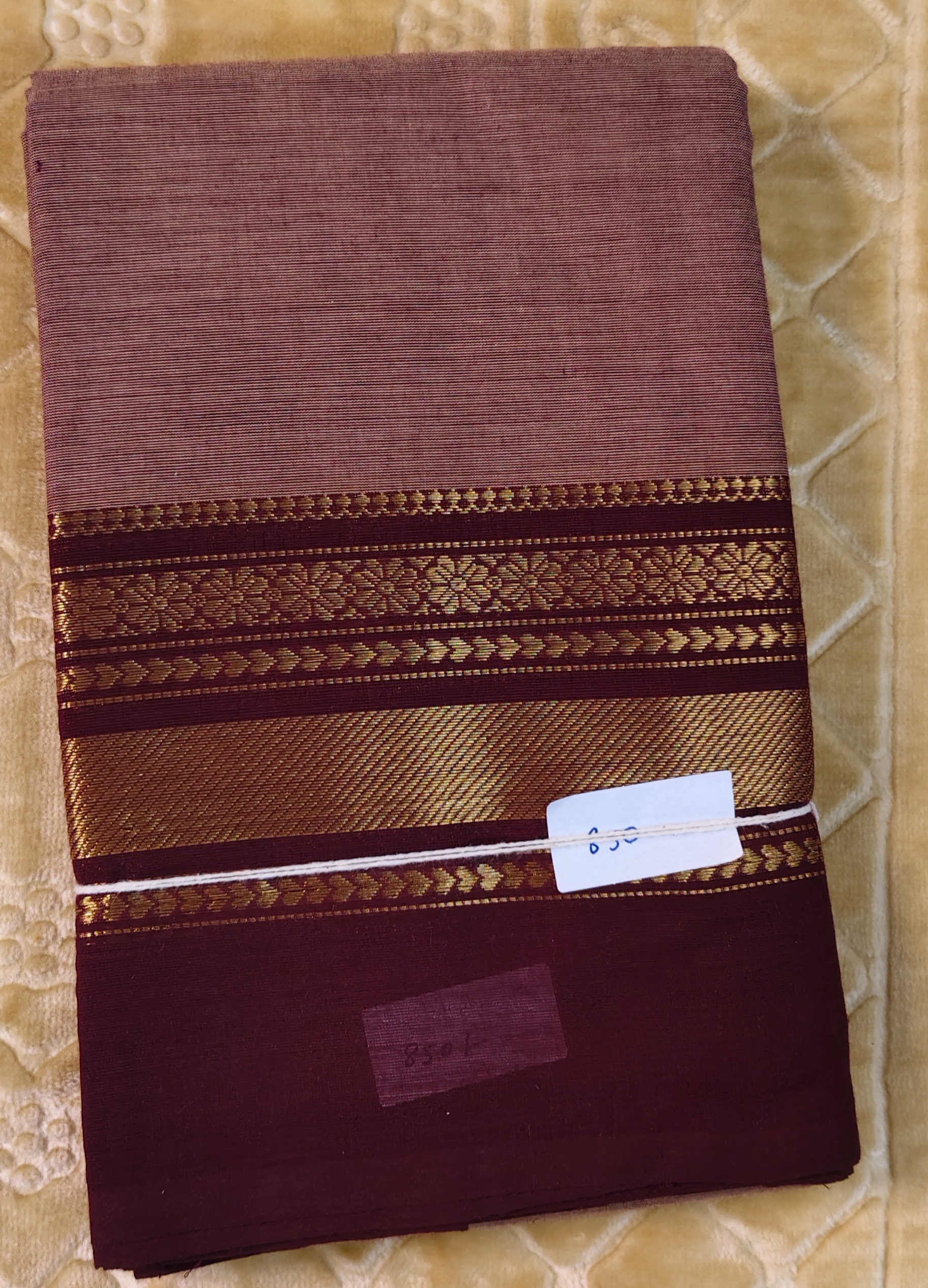Dark Peach Chettinad Cotton Saree