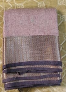 Semi Tissue Cotton Peach Color Saree
