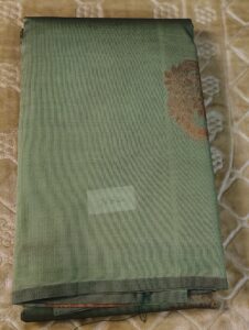 Semi Silk Cotton Pista Green Saree