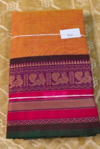 Yellow Chettinad Cotton Saree with Annam Butta Thread Border